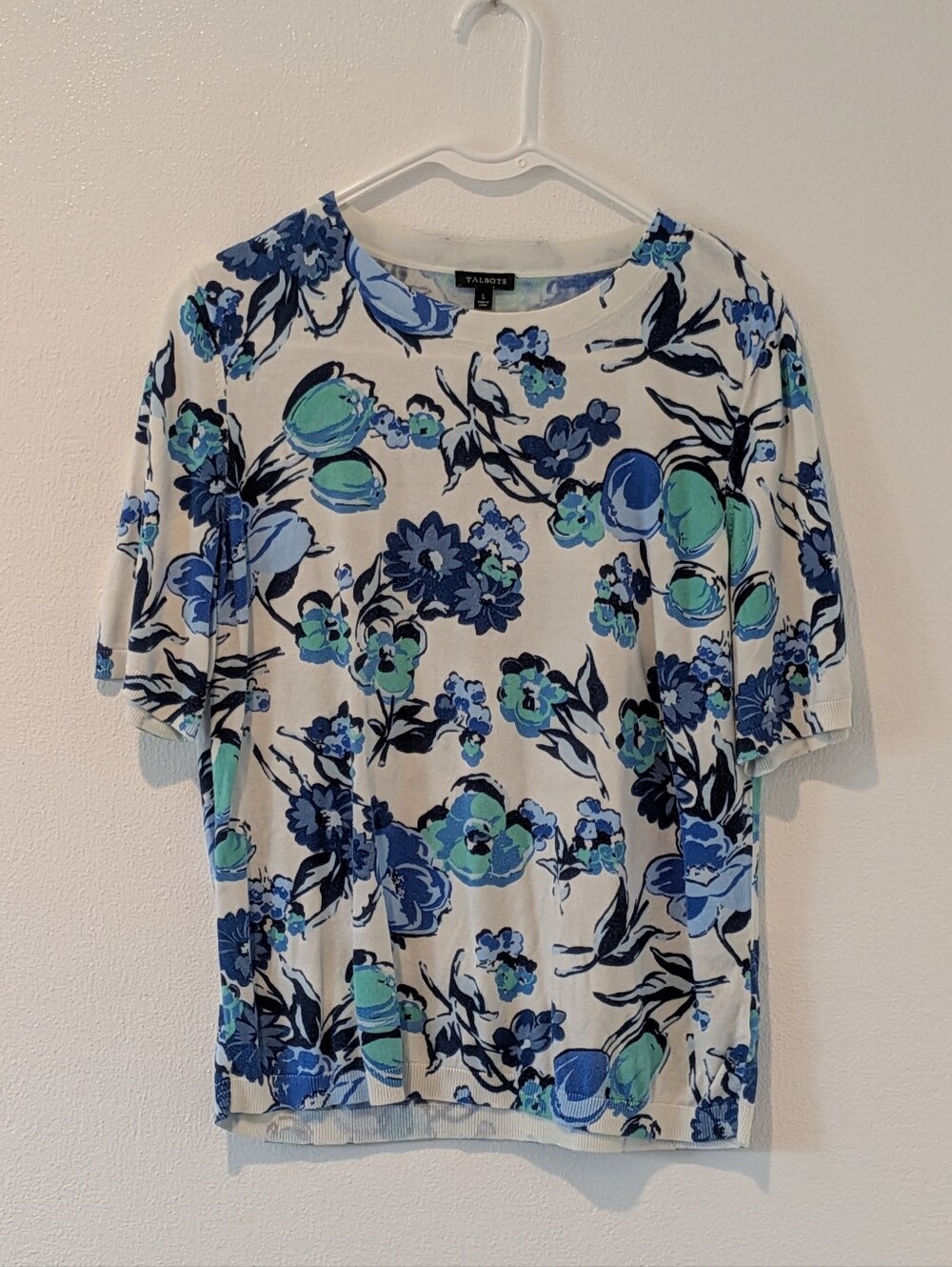 Talbots Short Sleeve Floral Sweater